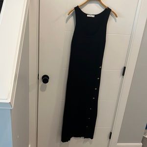 Zara back long dress with slits and gold accents size small